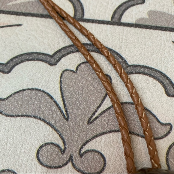 Bolo tie tan brown stone braided leather cord 70s - Picture 4 of 7